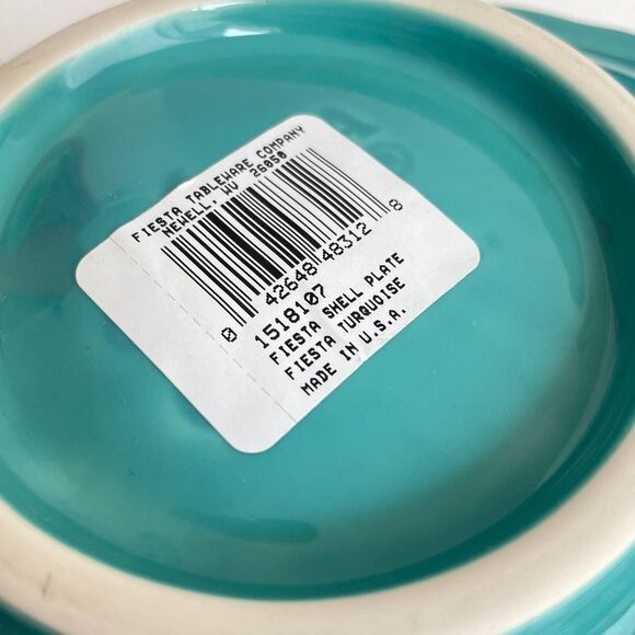 Fiesta Homer Laughlin Shell Plate Set Turquoise, White, and Lapis - Picture 10 of 14